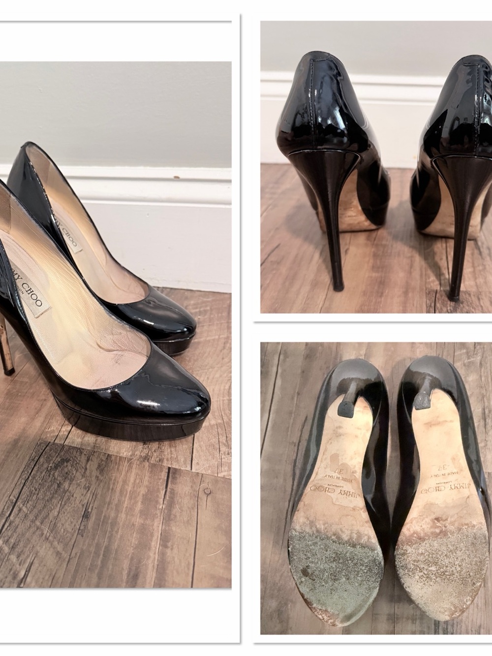 Jimmy Choo Black Patent Platform Stiletto Pumps